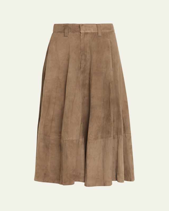 Suede Midi Circle Skirt